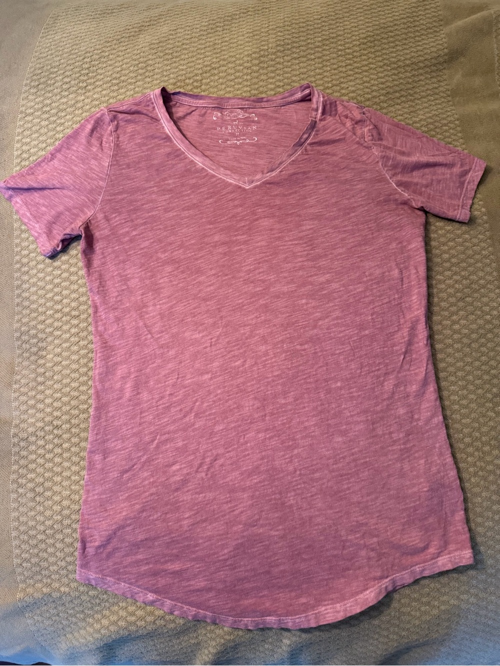 Peruvian Connection Vintage Rose V-Neck Short Sleeve Tee